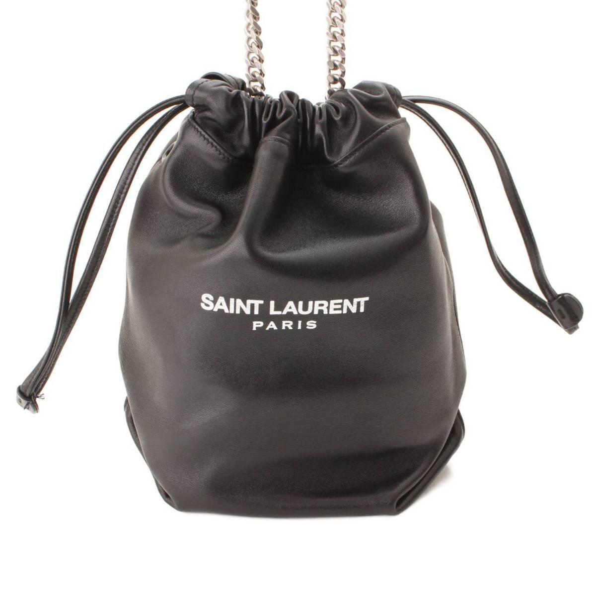 Saint Laurent Teddy Leather Chain Shoulder Bag Black